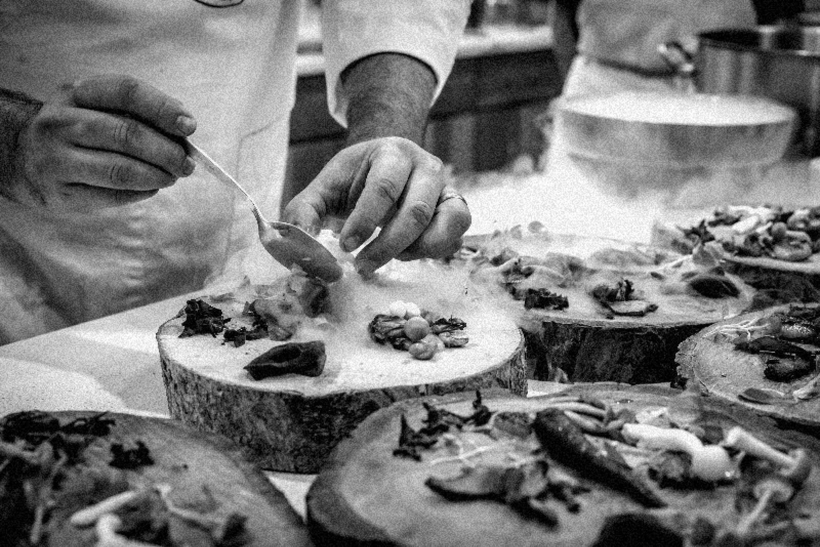 A professional kitchen pass during service.